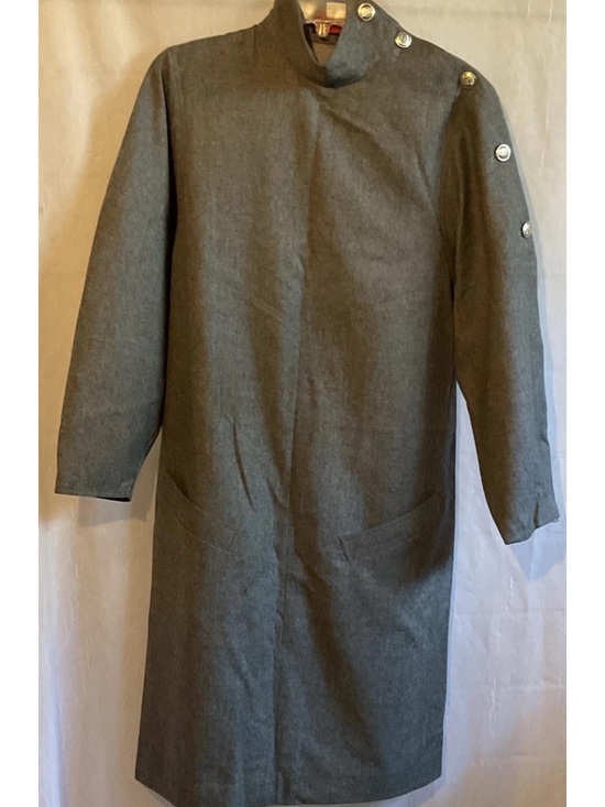 Betsy Gonzalez Dresses & Skirts - VTG Minimalist Gray Wool Blend Shift Dress with Shoulder Button Detail